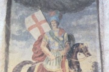 Dipinto di San Costanzo che si trova nella borgata del Suffis Superiore